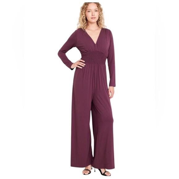 Old Navy cherry bark Waist-Defined V-Neck Jumpsuit - Picture 1 of 12